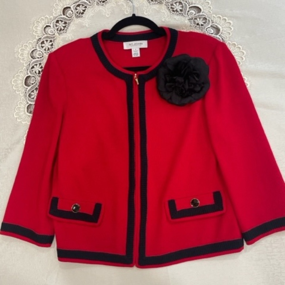 St John knit jacket , Size 6, Red